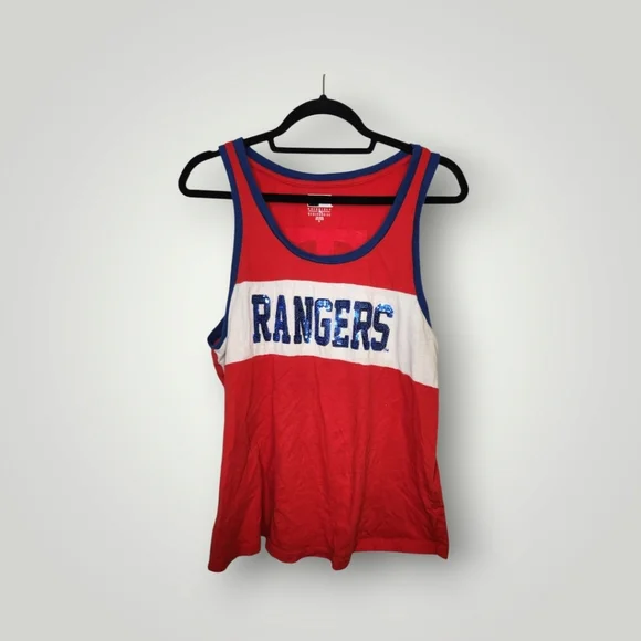 Texas Rangers sequin Red and Blue Rangers Tank Top size XL - Picture 9 of 11